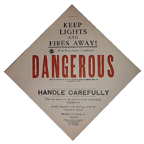 Erie Railroad Company  Dangerous Placard. 9-1947 chs-002968